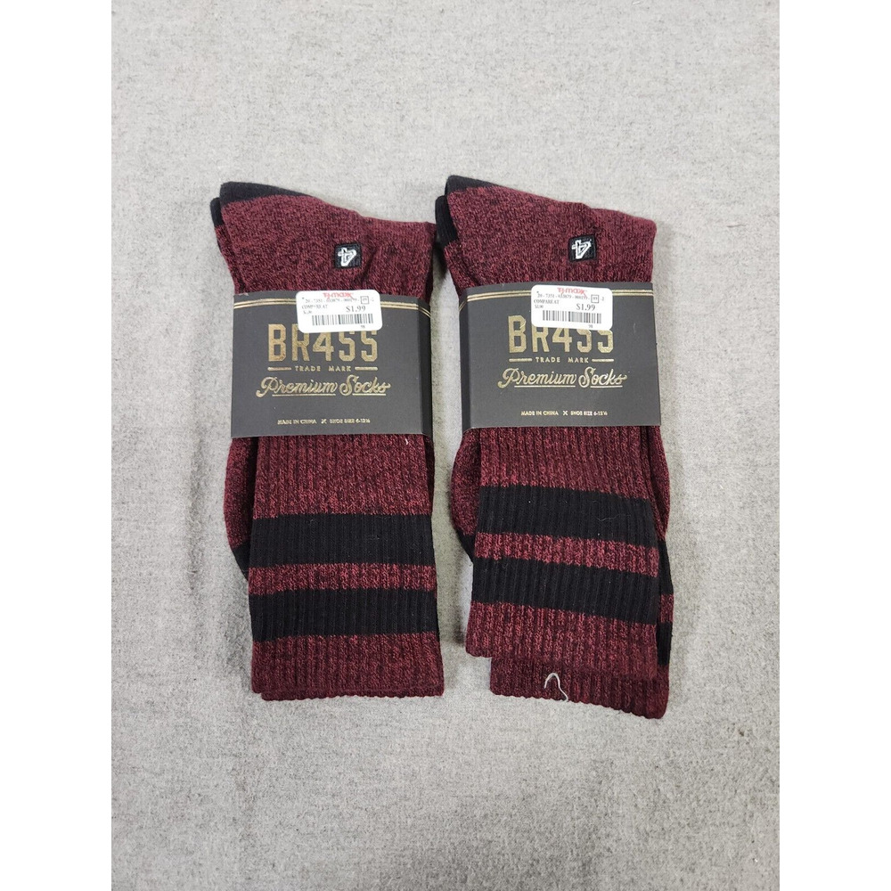 LOT of 2 BRASS 6-12 Dress Sport Crew Dress Red Burgundy Stretch Cotton Blend NWT